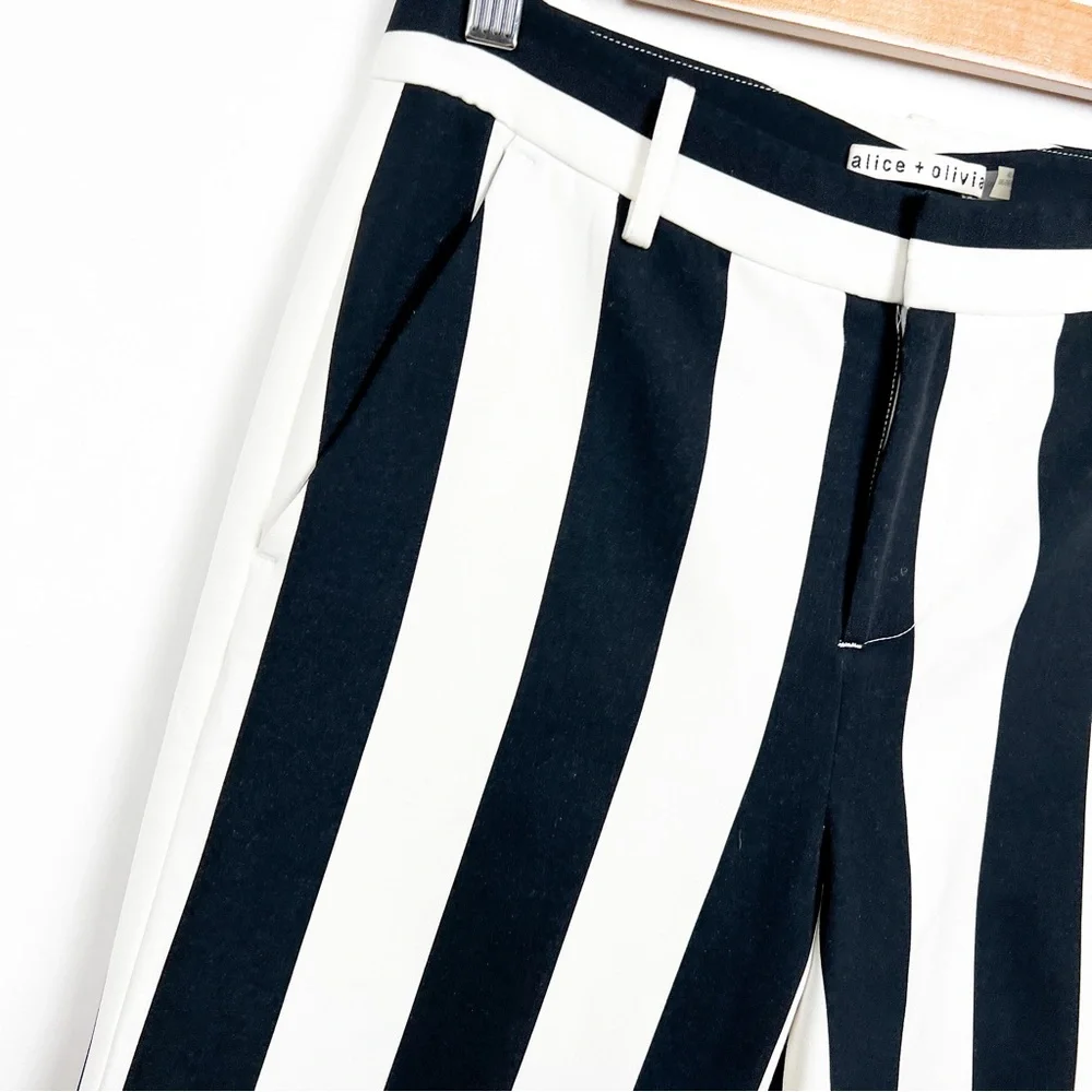 Alice + Olivia Paulette Striped Wide-Leg Trouser Pants Size 4 - Picture 3 of 11